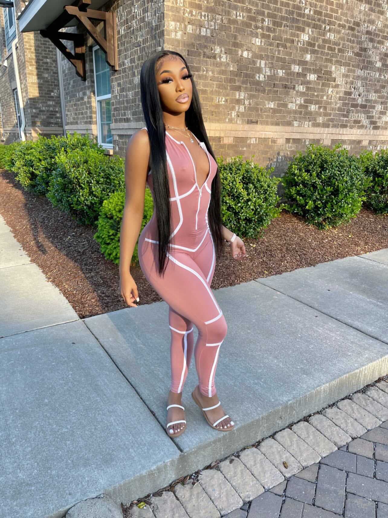 Rock With Me Shortsleeved Jumpsuit (Pink)