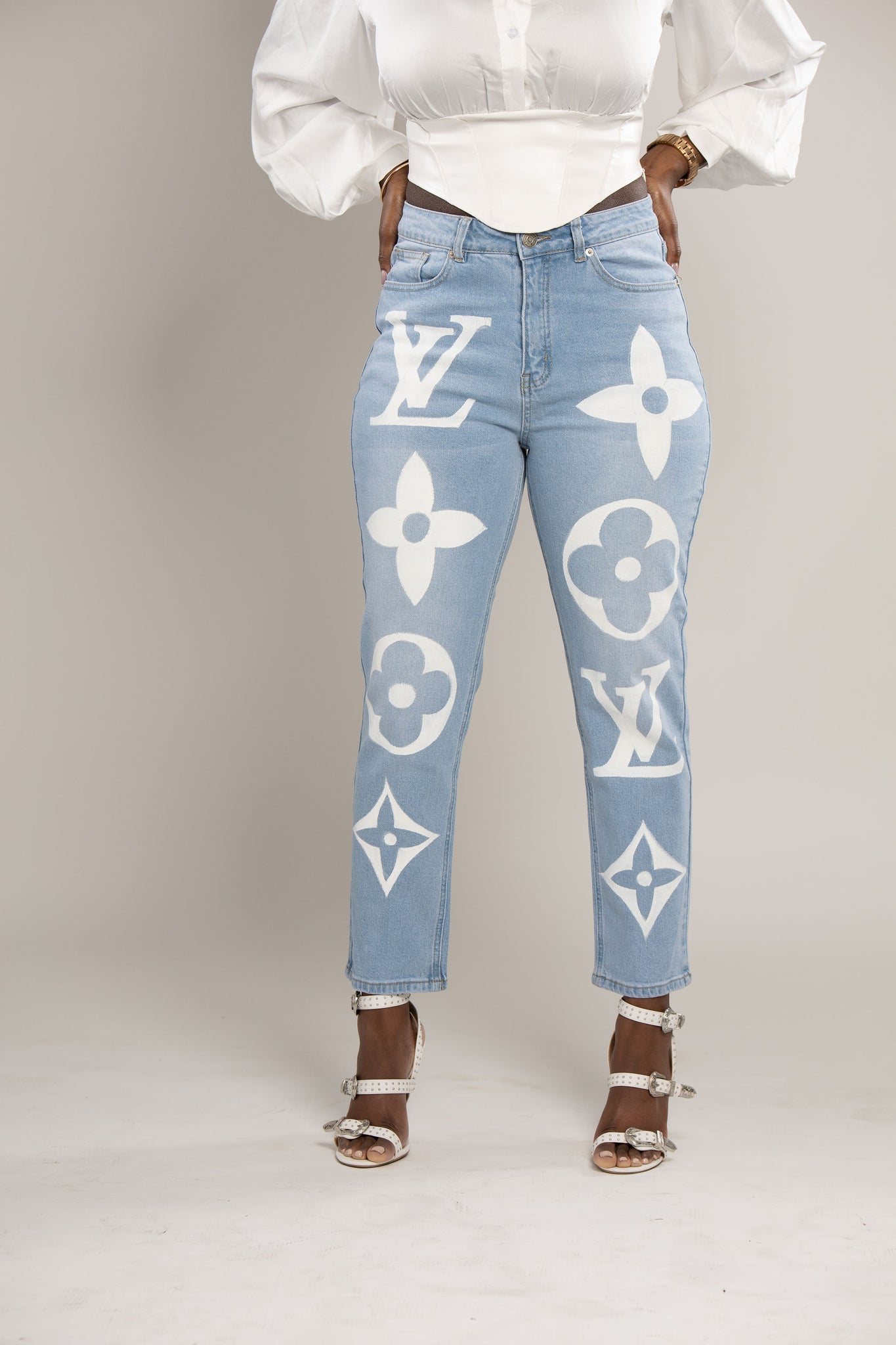 louis vuitton jeans with logo